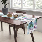 Poppies Loose Floral Watercolor - Meadow Wildflowers - Aqua Plum  Table Runner Gallery Image 2