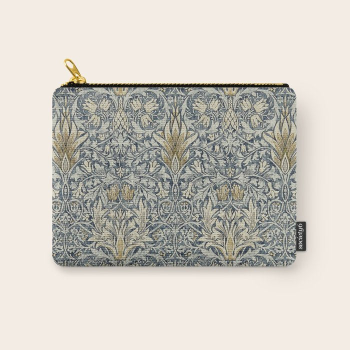 William Morris Vintage Snakeshead Blue Indigo Cumin Pattern Carry All Pouch Gallery Image 1