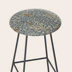 William Morris Vintage Snakeshead Blue Indigo Cumin Pattern Stool Gallery Image 2