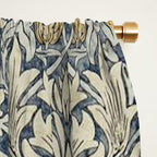 William Morris Vintage Snakeshead Blue Indigo Cumin Pattern Window Curtain Gallery Image 2