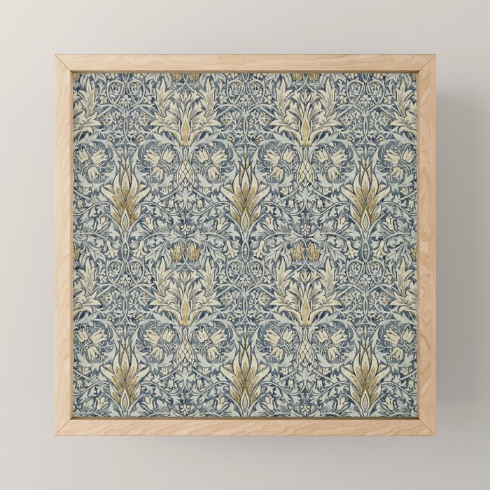 William Morris Vintage Snakeshead Blue Indigo Cumin Pattern Mini Art Print Gallery Image 1