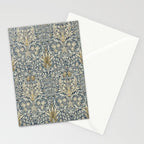 William Morris Vintage Snakeshead Blue Indigo Cumin Pattern Stationery Card Gallery Image 2