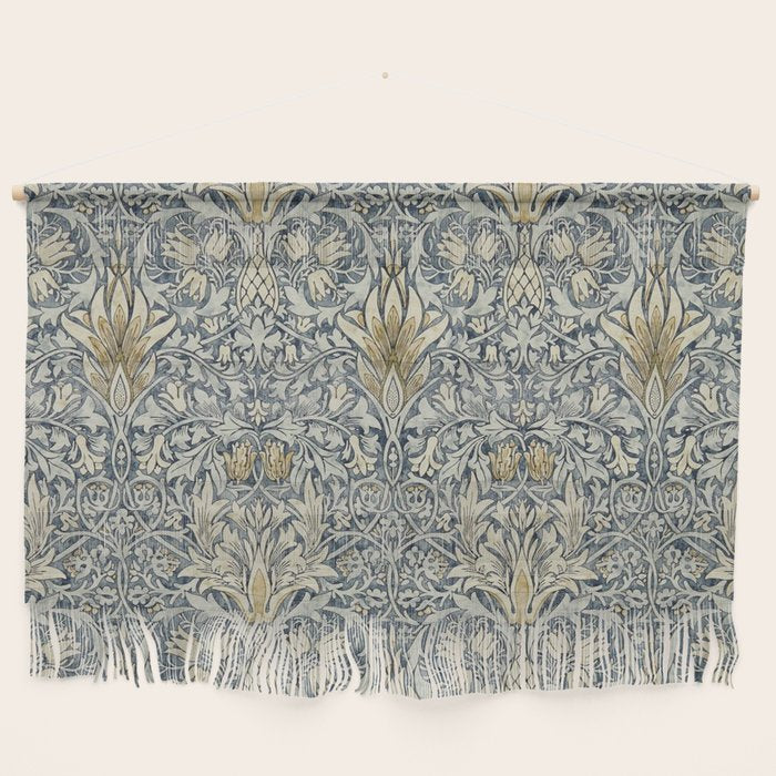 William Morris Vintage Snakeshead Blue Indigo Cumin Pattern Wall Hanging Gallery Image 1