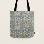 William Morris Vintage Snakeshead Blue Indigo Cumin Pattern Tote Bag Gallery Image 1