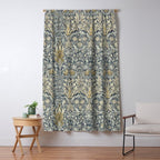 William Morris Vintage Snakeshead Blue Indigo Cumin Pattern Window Curtain Gallery Image 5