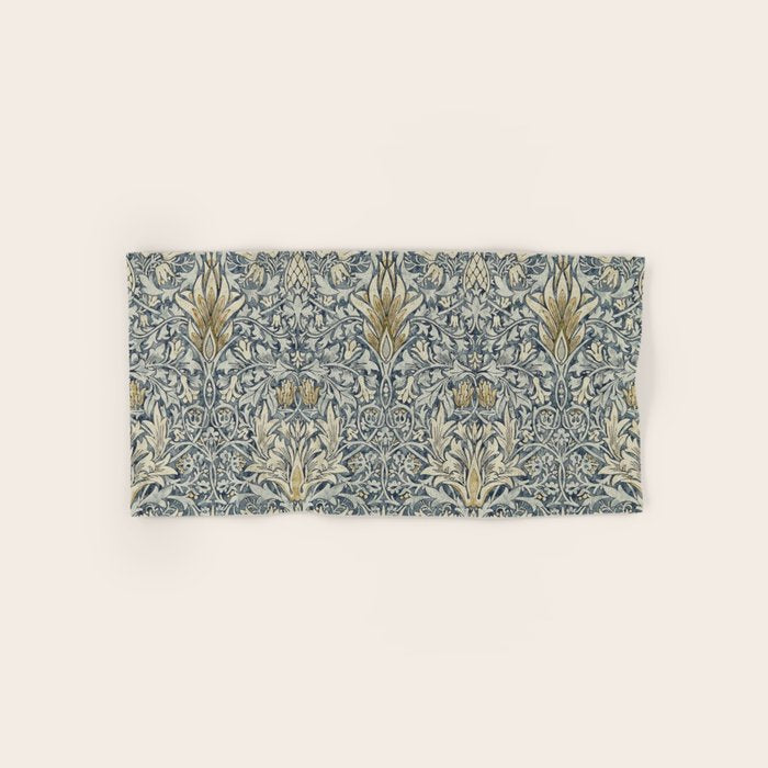 William Morris Vintage Snakeshead Blue Indigo Cumin Pattern Bath Towel Gallery Image 1
