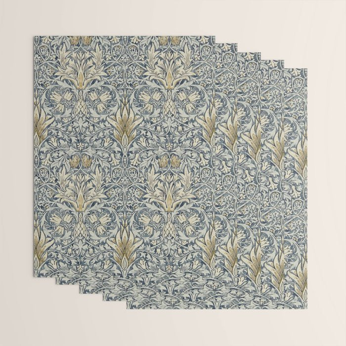 William Morris Vintage Snakeshead Blue Indigo Cumin Pattern Wrapping Paper Gallery Image 3