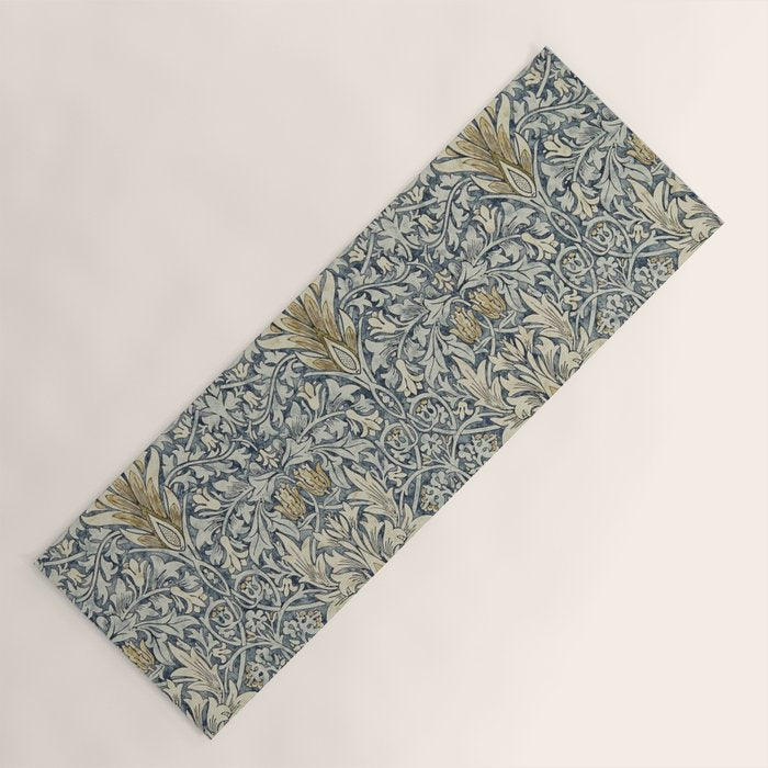 William Morris Vintage Snakeshead Blue Indigo Cumin Pattern Yoga Mat Gallery Image 1