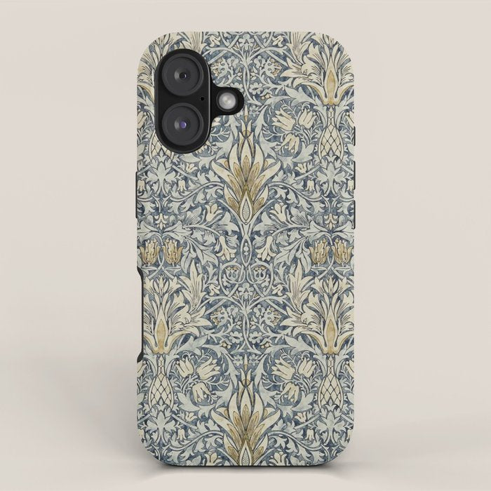 William Morris Vintage Snakeshead Blue Indigo Cumin Pattern iPhone Case Gallery Image 1