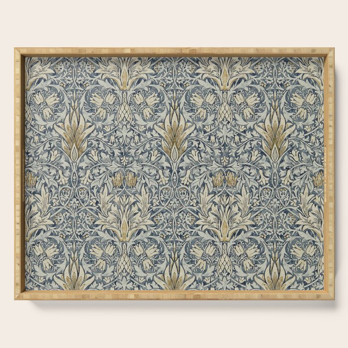 William Morris Vintage Snakeshead Blue Indigo Cumin Pattern Serving Tray Gallery Image 1