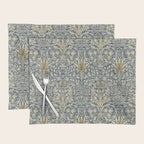 William Morris Vintage Snakeshead Blue Indigo Cumin Pattern Placemat Gallery Image 1