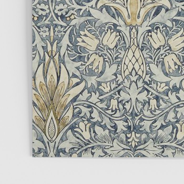William Morris Vintage Snakeshead Blue Indigo Cumin Pattern Poster Gallery Image 3