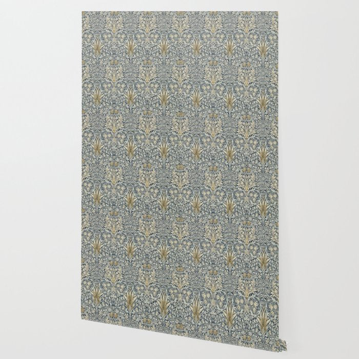 William Morris Vintage Snakeshead Blue Indigo Cumin Pattern Wallpaper Gallery Image 2