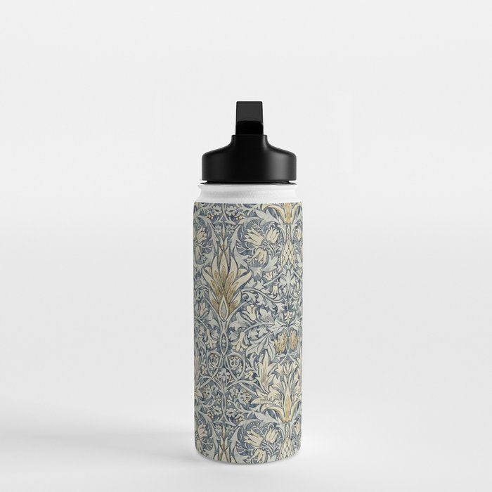 William Morris Vintage Snakeshead Blue Indigo Cumin Pattern Water Bottle Gallery Image 3