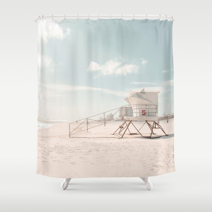 Lifeguard Tower California Beach Shower Curtain Gallery Image 1