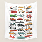 Colourful transportation alphabet Wall Tapestry Gallery Image 4
