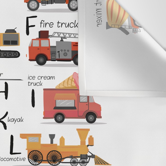 Colourful transportation alphabet Wall Tapestry Gallery Image 3