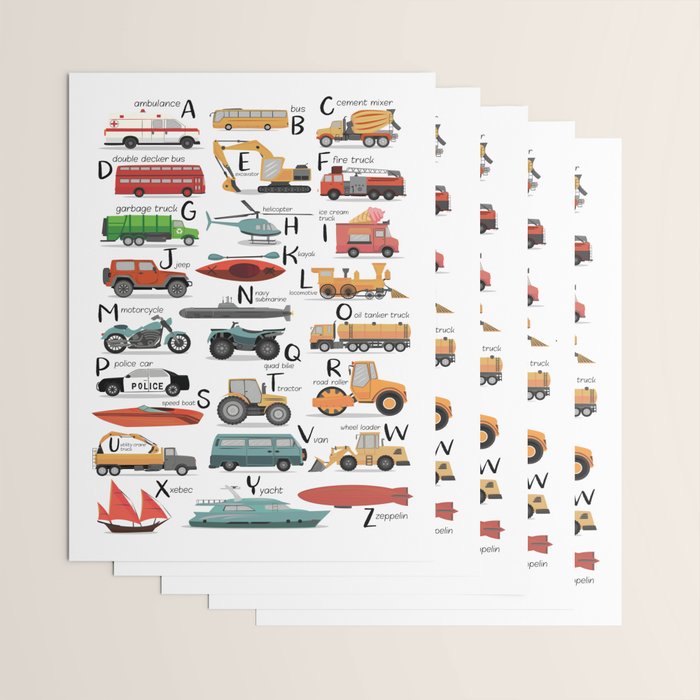 Colourful transportation alphabet Wrapping Paper Gallery Image 3
