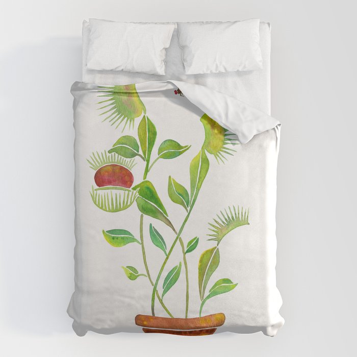 Venus Fly Trap Watercolor Duvet Cover Gallery Image 6