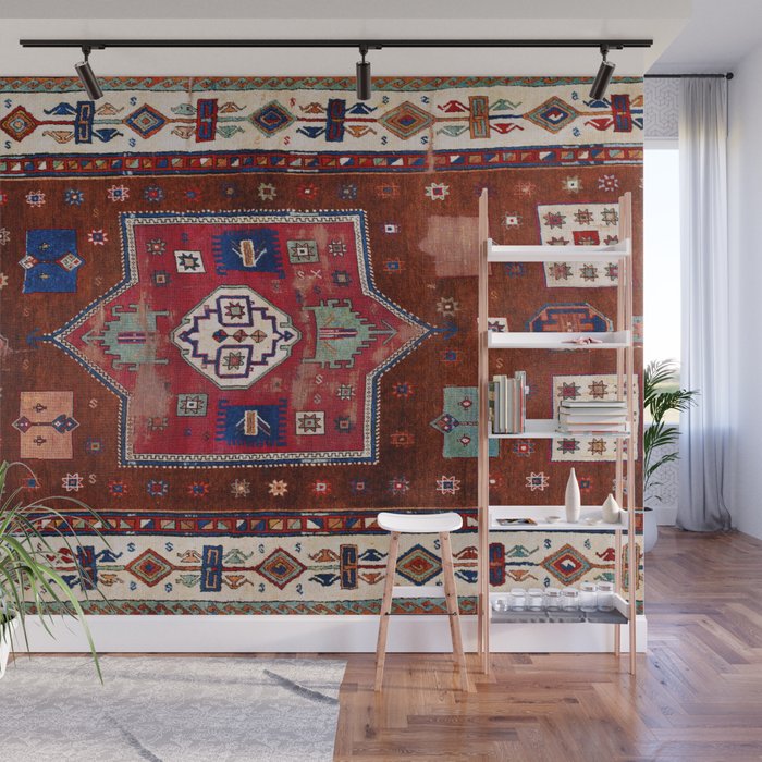 Kurdish  Antique Cihanbeyli  Tribal Rug Print Wall Mural Gallery Image 1