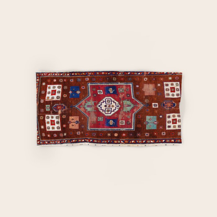 Kurdish  Antique Cihanbeyli  Tribal Rug Print Bath Towel Gallery Image 1