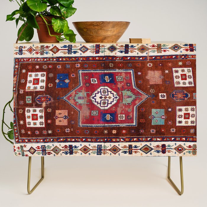 Kurdish  Antique Cihanbeyli  Tribal Rug Print Credenza Gallery Image 1