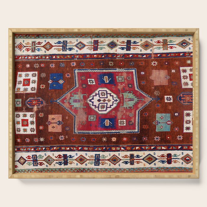 Kurdish  Antique Cihanbeyli  Tribal Rug Print Serving Tray Gallery Image 1