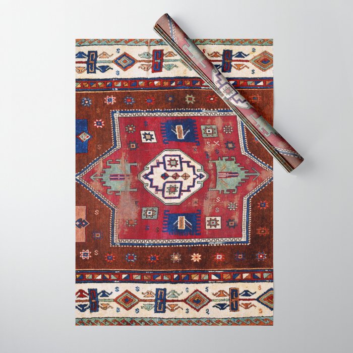 Kurdish  Antique Cihanbeyli  Tribal Rug Print Wrapping Paper Gallery Image 1