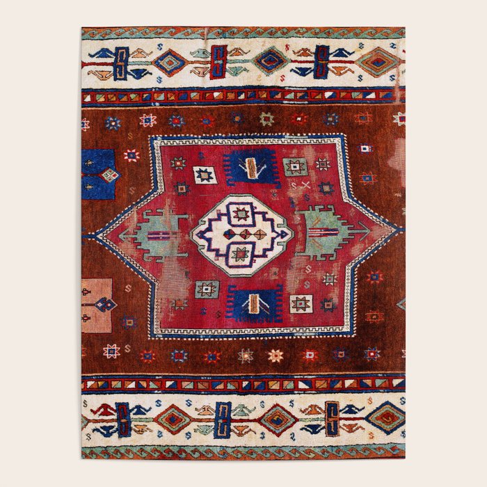 Kurdish  Antique Cihanbeyli  Tribal Rug Print Poster Gallery Image 4