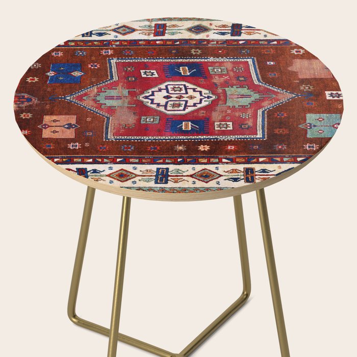 Kurdish  Antique Cihanbeyli  Tribal Rug Print Side Table Gallery Image 2