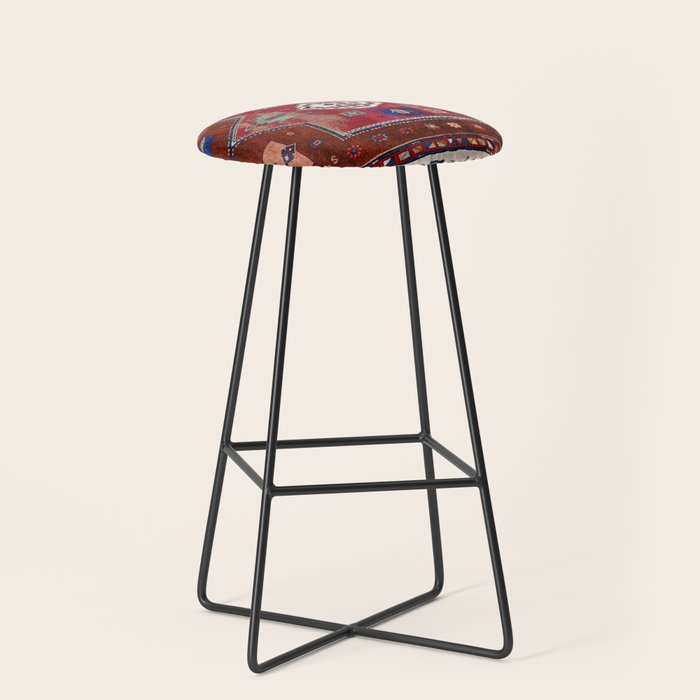 Kurdish  Antique Cihanbeyli  Tribal Rug Print Stool Gallery Image 1
