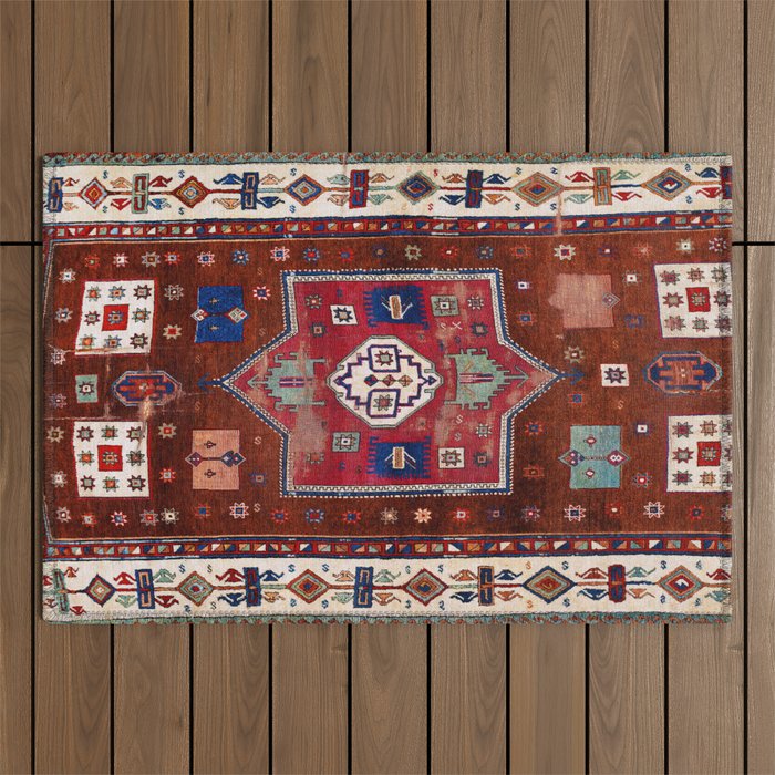 Kurdish  Antique Cihanbeyli  Tribal Rug Print Outdoor Rug Gallery Image 1