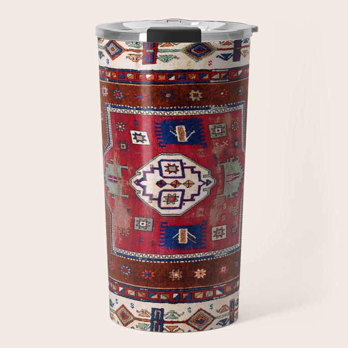 Kurdish  Antique Cihanbeyli  Tribal Rug Print Travel Mug Gallery Image 1