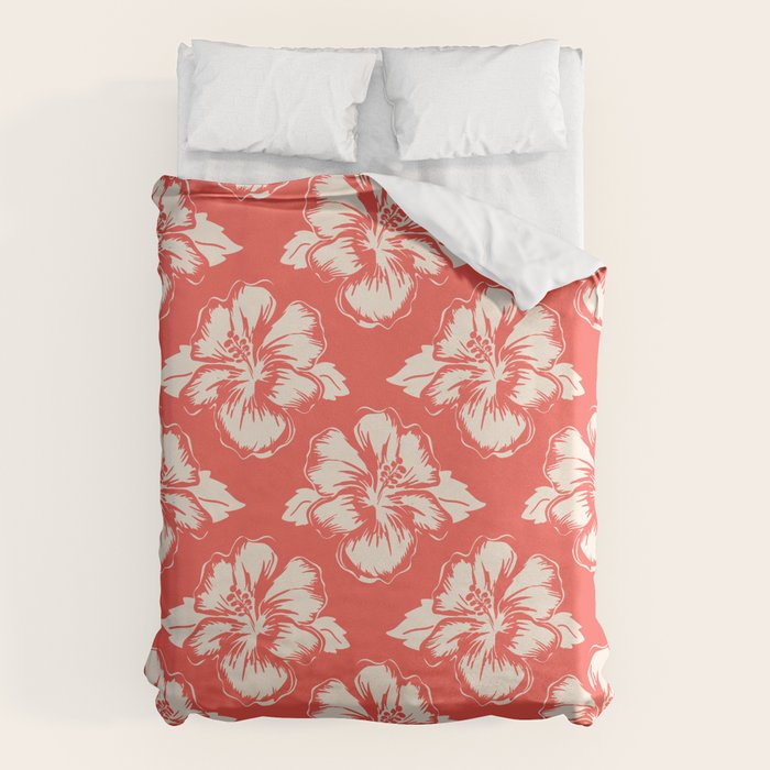 Red tropical summer flower art pattern Duvet Cover Gallery Image 1