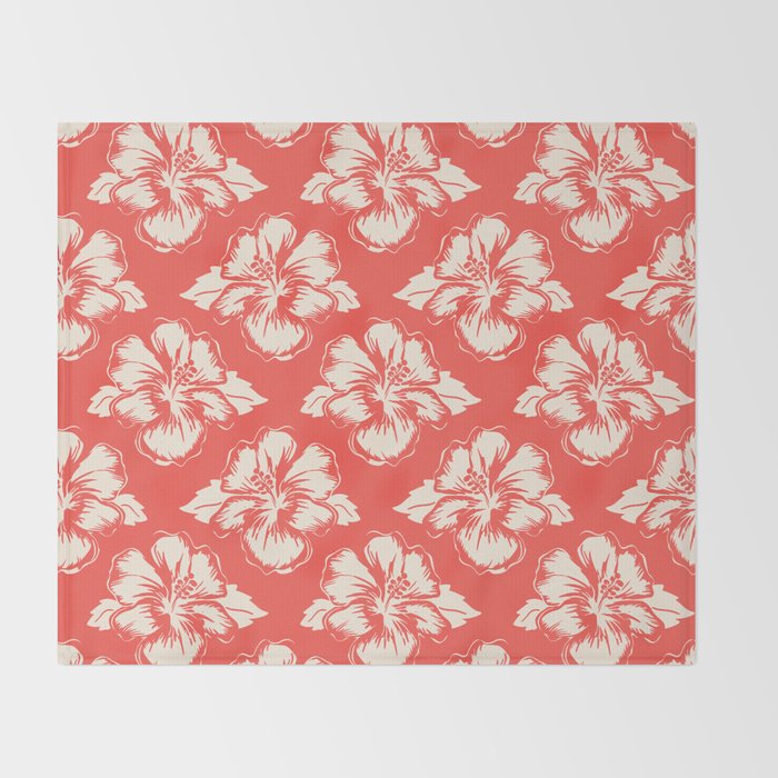 Red tropical summer flower art pattern Throw Blanket Gallery Image 2