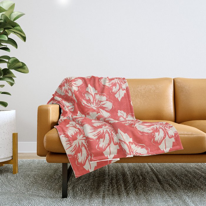 Red tropical summer flower art pattern Throw Blanket Gallery Image 1