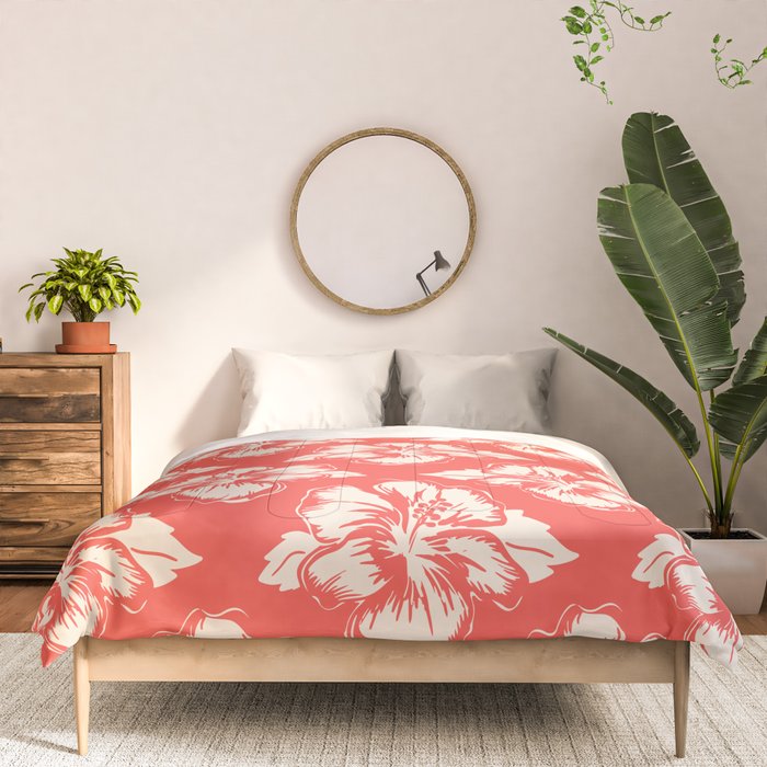 Red tropical summer flower art pattern Comforter Gallery Image 3