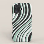 Wavy Stripes XII - Mint, Black and White iPhone Case Gallery Image 1