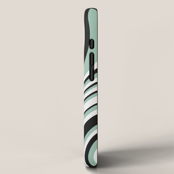 Wavy Stripes XII - Mint, Black and White iPhone Case Gallery Image 2