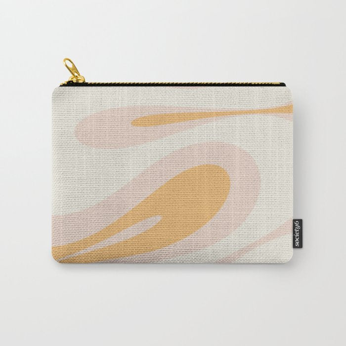 Mellow Flow Retro 60s 70s Abstract Pattern Pale Pink and Mustard Carry All Pouch Gallery Image 1