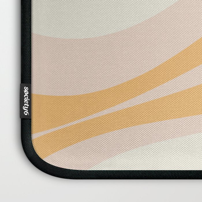 Mellow Flow Retro 60s 70s Abstract Pattern Pale Pink and Mustard Laptop Sleeve Gallery Image 3