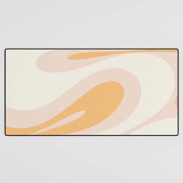 Mellow Flow Retro 60s 70s Abstract Pattern Pale Pink and Mustard Desk Mat Gallery Image 3