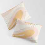 Mellow Flow Retro 60s 70s Abstract Pattern Pale Pink and Mustard Pillow Sham Gallery Image 3
