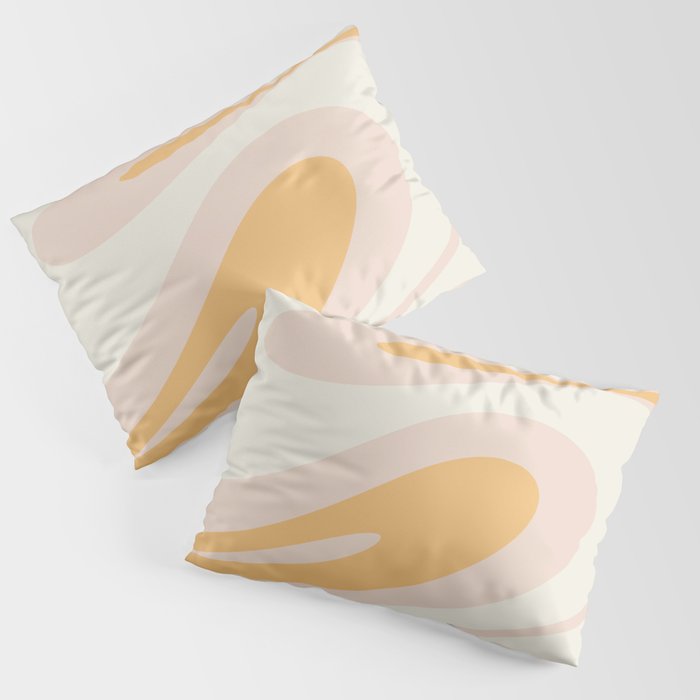 Mellow Flow Retro 60s 70s Abstract Pattern Pale Pink and Mustard Pillow Sham Gallery Image 3