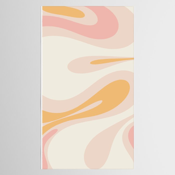 Mellow Flow Retro 60s 70s Abstract Pattern Pale Pink and Mustard Tablecloth Gallery Image 2