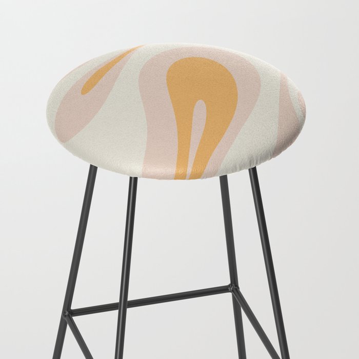Mellow Flow Retro 60s 70s Abstract Pattern Pale Pink and Mustard Stool Gallery Image 2