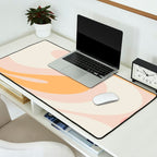Mellow Flow Retro 60s 70s Abstract Pattern Pale Pink and Mustard Desk Mat Gallery Image 2