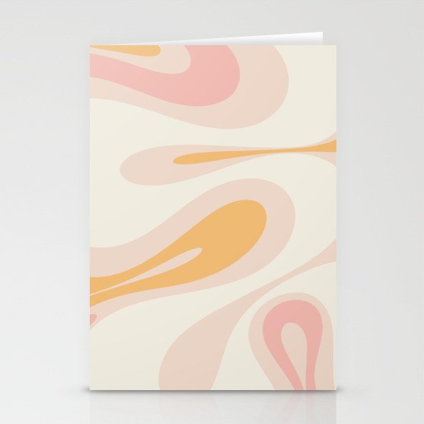 Mellow Flow Retro 60s 70s Abstract Pattern Pale Pink and Mustard Stationery Card Gallery Image 2