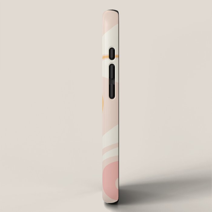 Mellow Flow Retro 60s 70s Abstract Pattern Pale Pink and Mustard iPhone Case Gallery Image 2