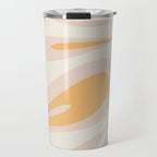 Mellow Flow Retro 60s 70s Abstract Pattern Pale Pink and Mustard Travel Mug Gallery Image 1